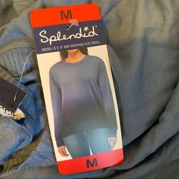 NWT New SPLENDID Navy Blue Ombré Tie Dye Dip Dye Sweater M - Picture 4 of 5